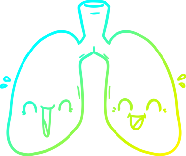 Bir çizgi filmin soğuk gradyan çizimi bir insan tarafından çizilmiş mutlu ciğerler.