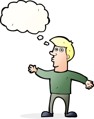 Bir insan tarafından çizilmiş düşünce balonlu endişeli bir adam.