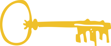 Bir insan tarafından çizilmiş düz renk çizim eski anahtar