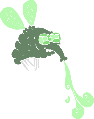 Bir insan tarafından çizilmiş iğrenç sineğin düz renk çizimi