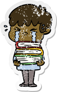 Bir insan tarafından çizilmiş, ağlayan bir çizgi film çocuğunun sıkıntılı çıkartması.