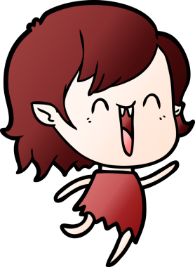 Bir insan tarafından çizilmiş mutlu vampir kız çizgi filmi.