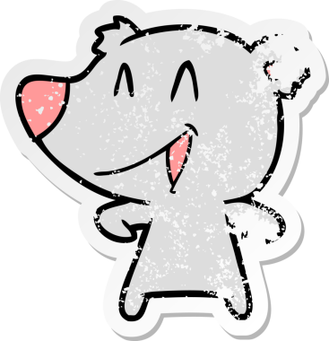 Bir insanın çizdiği gülen ayı karikatürünün sıkıntılı çıkartması.