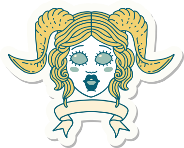 Bir insan tarafından çizilmiş parşömen pankartıyla bağlanmış karakter yüzü etiketi