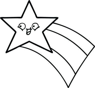 Bir insan tarafından çizilmiş kayan gökkuşağı yıldızının çizgi çizimi