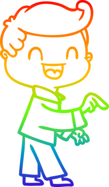 Gökkuşağı gradyan çizgi çizimi bir insan tarafından çizilmiş mutlu bir adamın çizimi