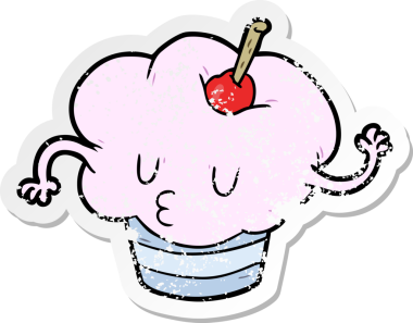 Bir insan tarafından çizilmiş karikatür kekinin sıkıntılı çıkartması.