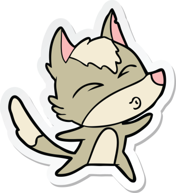 Bir insan tarafından çizilmiş kurt çizgi filminin çıkartması.