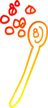 Bir insanın çizdiği kaşığın üzerine çizgi film mısır gevreği çizimi.