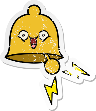 Bir insan tarafından çizilmiş sevimli bir karikatür çanın sıkıntılı çıkartması.