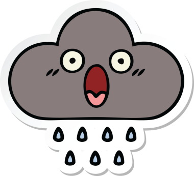 Bir insan tarafından çizilmiş şirin bir fırtına bulutunun çıkartması.