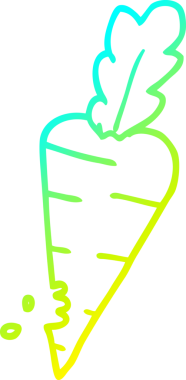 Bir insan tarafından çizilmiş ısırık izleri olan çizgi film havucu çizimi.