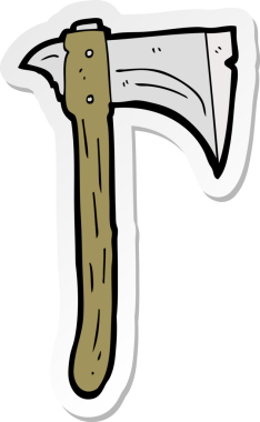 Bir insan tarafından çizilmiş bir baltanın çıkartması.