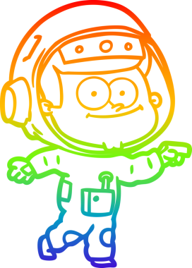 gökkuşağı gradyan çizimi mutlu bir astronot çizgi filmi bir insan tarafından çizildi