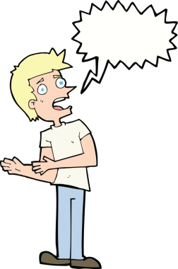 Bir insan tarafından çizilmiş konuşma balonuyla bahaneler üreten çizgi film adamı.