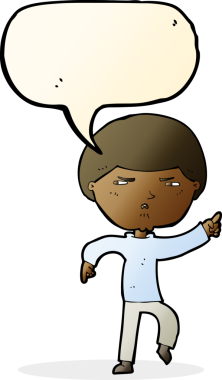 Bir insan tarafından çizilmiş konuşma baloncuğuyla rahatsız bir adam.