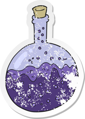 İnsan tarafından çizilmiş bir karikatür kimyasalın gerilimli etiketi.