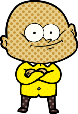 Bir insan tarafından çizilmiş kel bir adam.