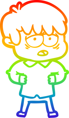 gökkuşağı gradyan çizgi çizimi bir insan tarafından çizilmiş bitkin bir çocuk