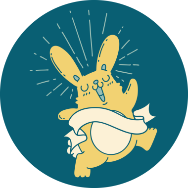 Bir insan tarafından çizilmiş zıplayan tavşan dövmesi ikonu.