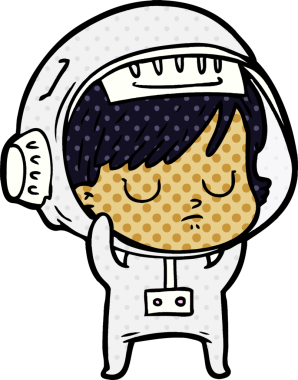 Bir insan tarafından çizilmiş astronot kadın.