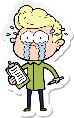 Bir insan tarafından çizilmiş ağlayan bir karikatür çıkartması.