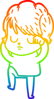 gökkuşağı gradyan çizimi bir insan tarafından çizilmiş bir karikatür kadın