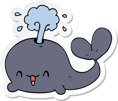 Bir insan tarafından çizilmiş bir balinanın çıkartması.