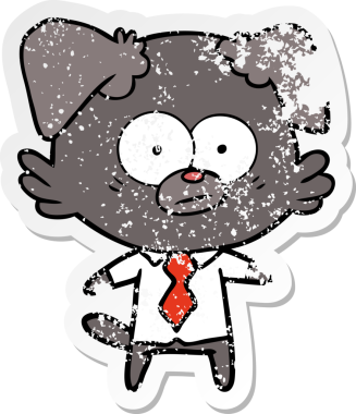 Bir insan tarafından çizilmiş sinirli bir köpek patronunun sıkıntılı çıkartması.