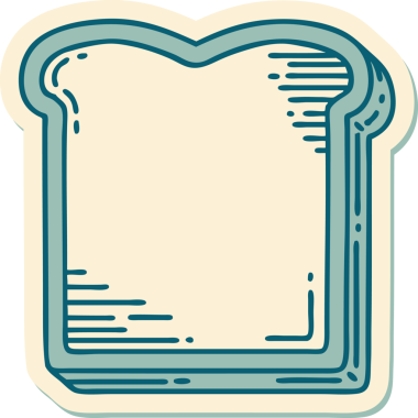 Bir insan tarafından çizilmiş geleneksel bir ekmek dilimi şeklinde dövme çıkartması.