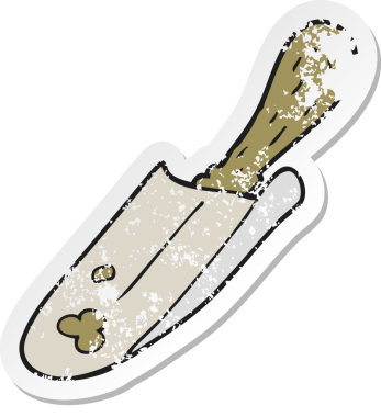 Bir insan tarafından çizilmiş karikatür küreklerinin gerilimli yapıştırması.