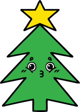 Bir insan tarafından çizilmiş güzel bir Noel ağacı karikatürü.