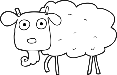 Bir insan tarafından çizilmiş siyah beyaz bir keçi.