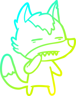 Bir insan tarafından çizilmiş dişleri gösteren kararsız bir kurdun soğuk eğik çizgisi.