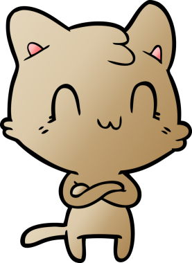 Bir insan tarafından çizilmiş mutlu bir kedi.