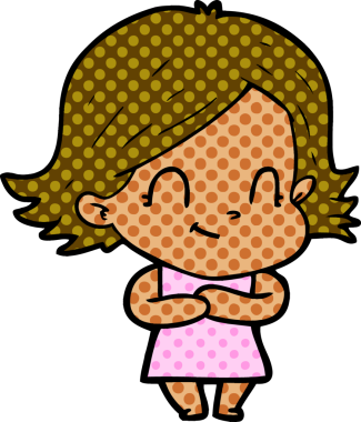 Bir insan tarafından çizilmiş karikatür dostu kız.