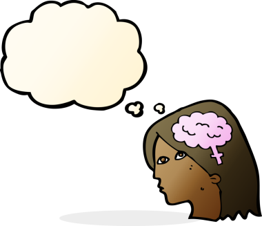 Bir insan tarafından çizilmiş beyin sembollü çizgi kadın kafası.