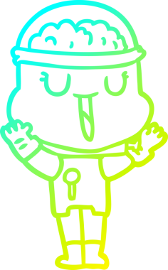 Bir insan tarafından çizilmiş mutlu çizgi film robotu çizimi.