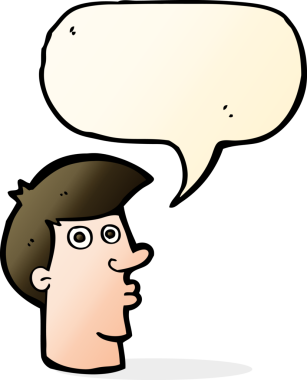 Bir insan tarafından çizilmiş konuşma baloncuğu ile kafası karışmış bir adam.