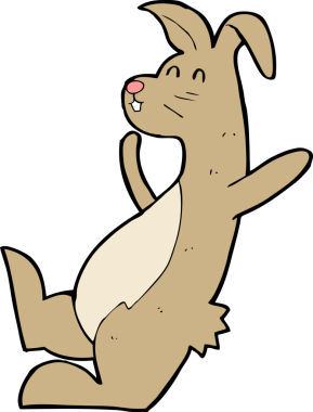 Bir insan tarafından çizilmiş çizgi film tavşanı.