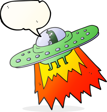 Bir insan tarafından çizilmiş serbest konuşma balonu karikatürü UFO