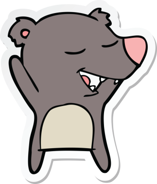 Bir insan tarafından çizilmiş çizgi film ayısının çıkartması.