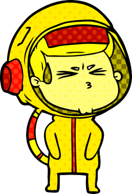 Çizgi film bir insan tarafından çizilmiş astronot.