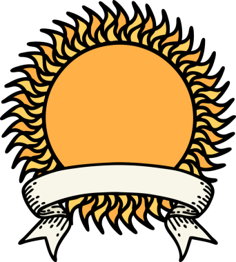 Bir insan tarafından çizilmiş geleneksel güneş dövmesi.