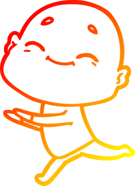 Bir insan tarafından çizilmiş mutlu, kel bir adamın sıcak çizgi çizimi.