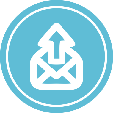 bir insan tarafından çizilmiş e- posta dairesel simgesi gönder