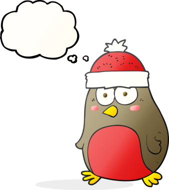 Bir insan tarafından çizilmiş serbest çizim balon karikatür noel robini.