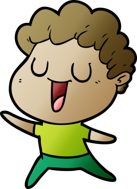 Bir insan tarafından çizilmiş gülen karikatür adam.