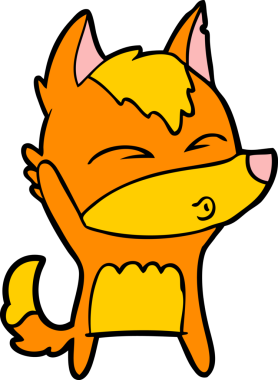 Bir insan tarafından çizilmiş tilki çizgi film karakteri