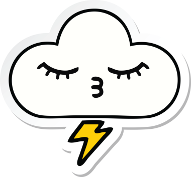 Bir insan tarafından çizilmiş şirin bir gökgürültüsü bulutunun çıkartması.